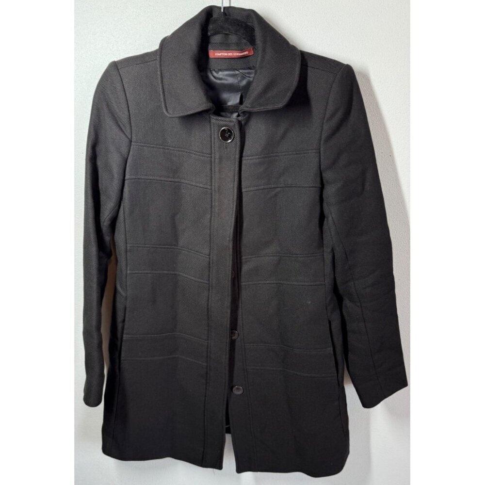Comptoir Des Contonniers Womens Black Wool Blend Winter Coat Size 36
